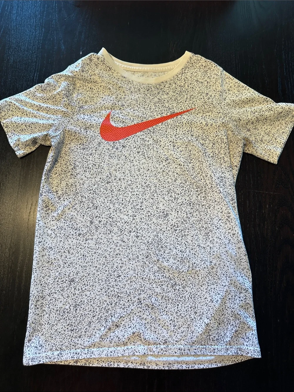 Nike White Speckle Tee with Red Swoosh